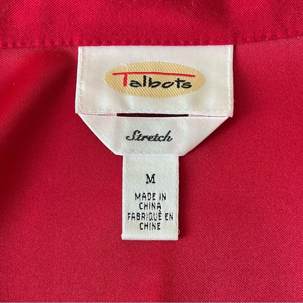 Talbots Red Stretch Long Sleeve Faux Suede Button up Shacket Top SzL